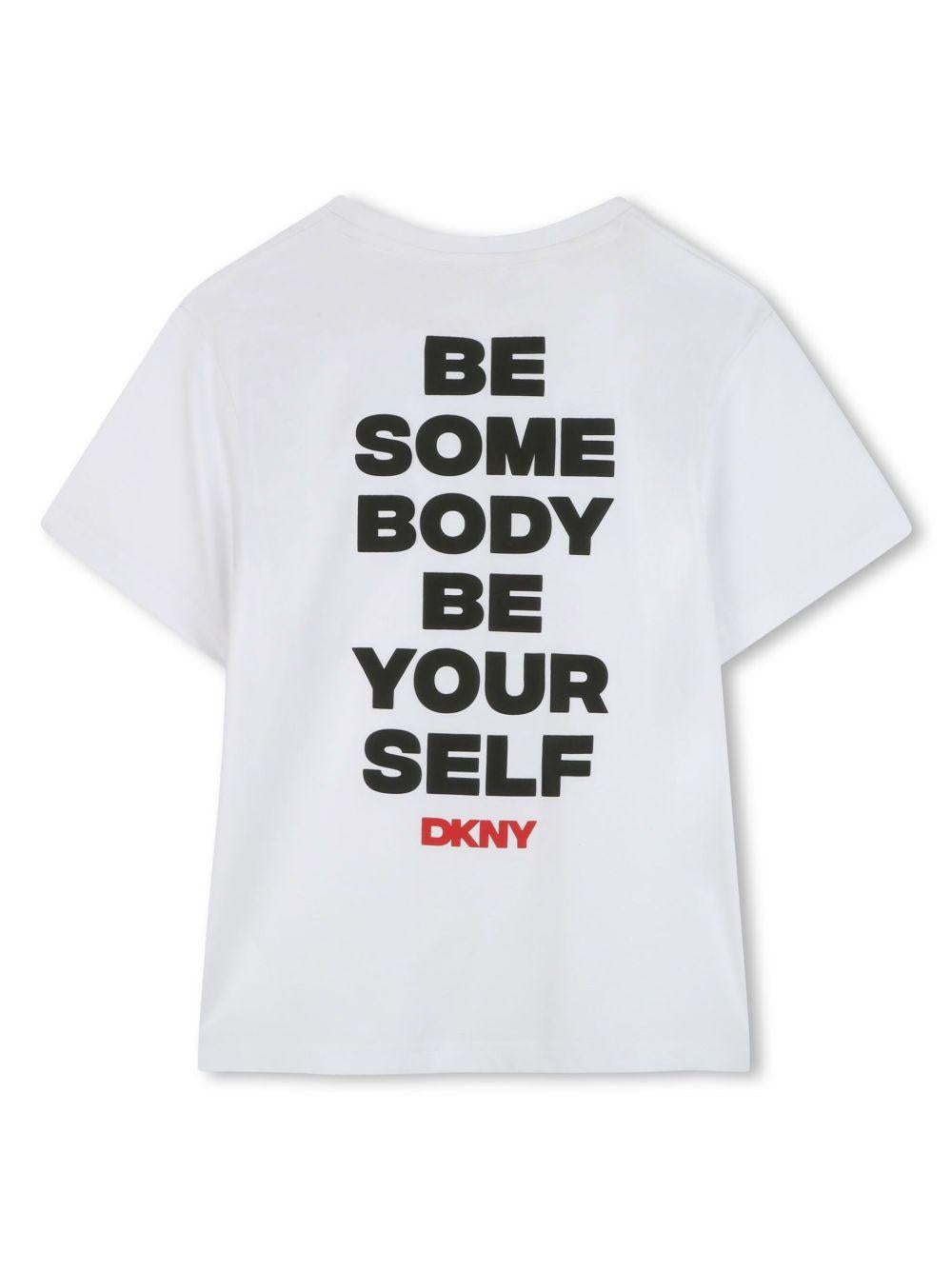 T-shirt bianca mini logo centrale