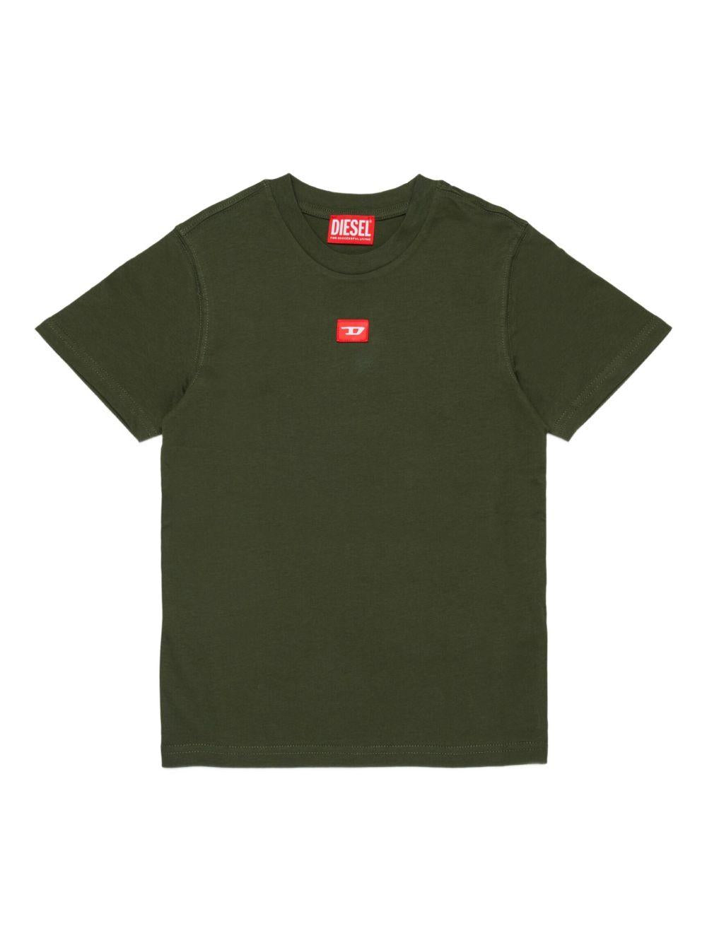 T-shirt Verde Oliva con Logo J025010GRAI K513 DIESEL KIDS 
