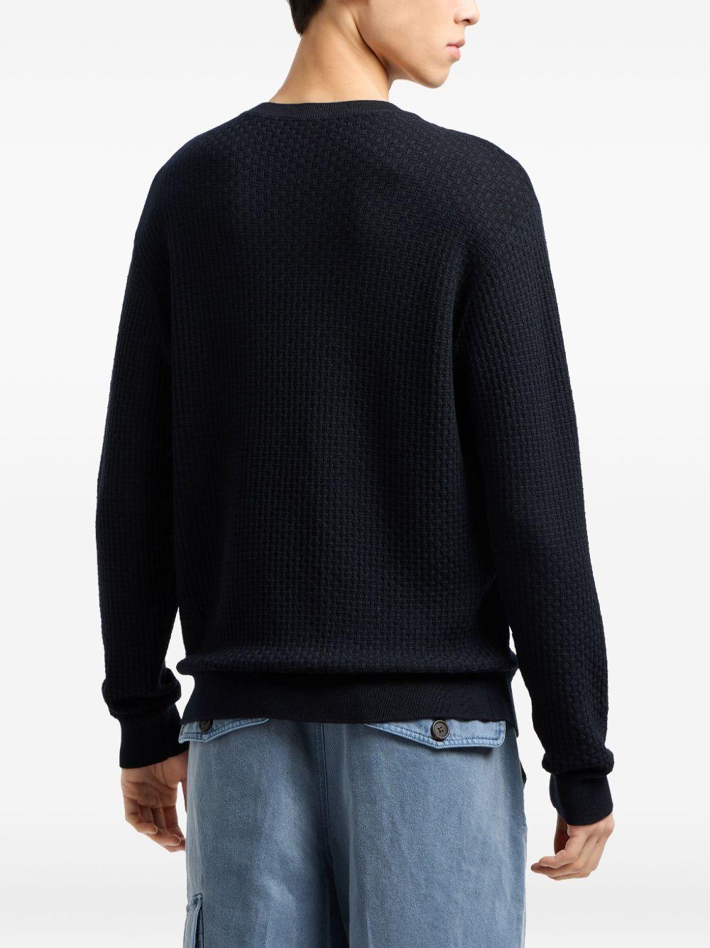 Maglione blu in maglia waffle EM002196AF13851 FB057 EMPORIO ARMANI 