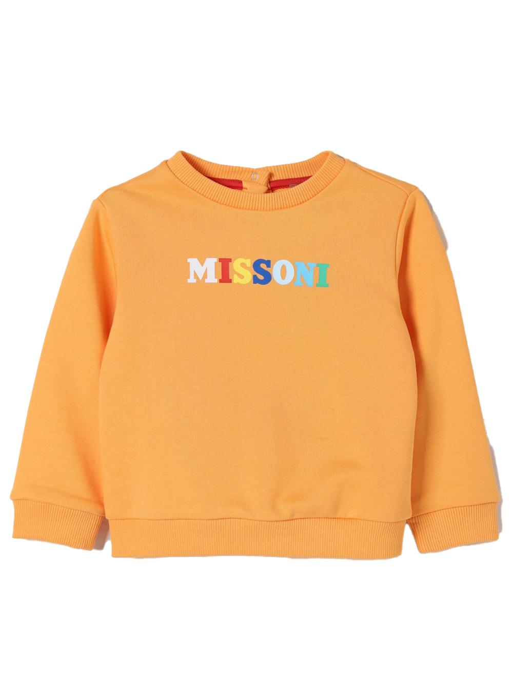 Felpa arancione neonato logo multicolor