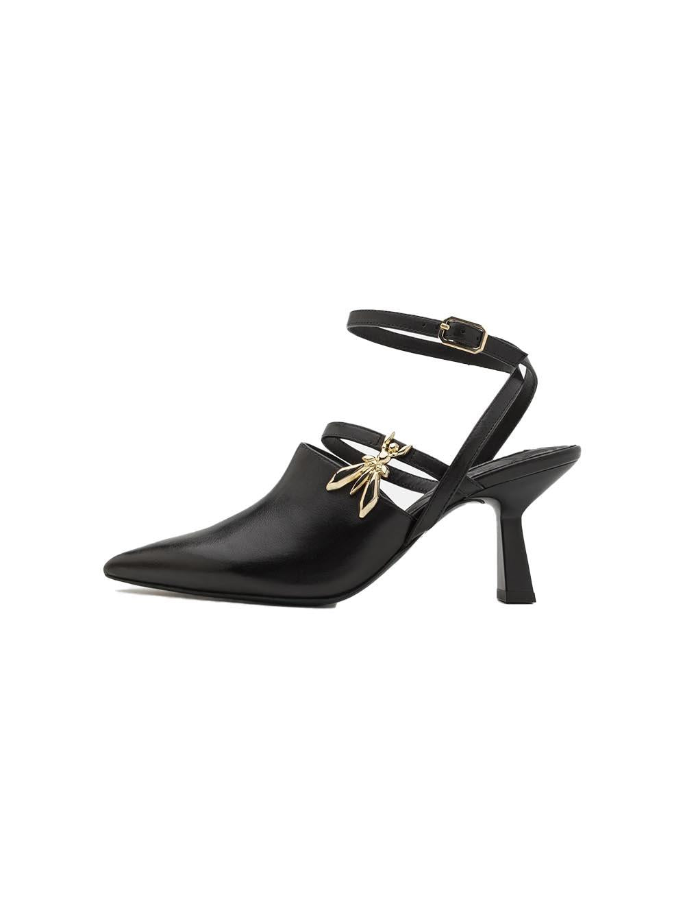 Sandalo nero logo Fly oro