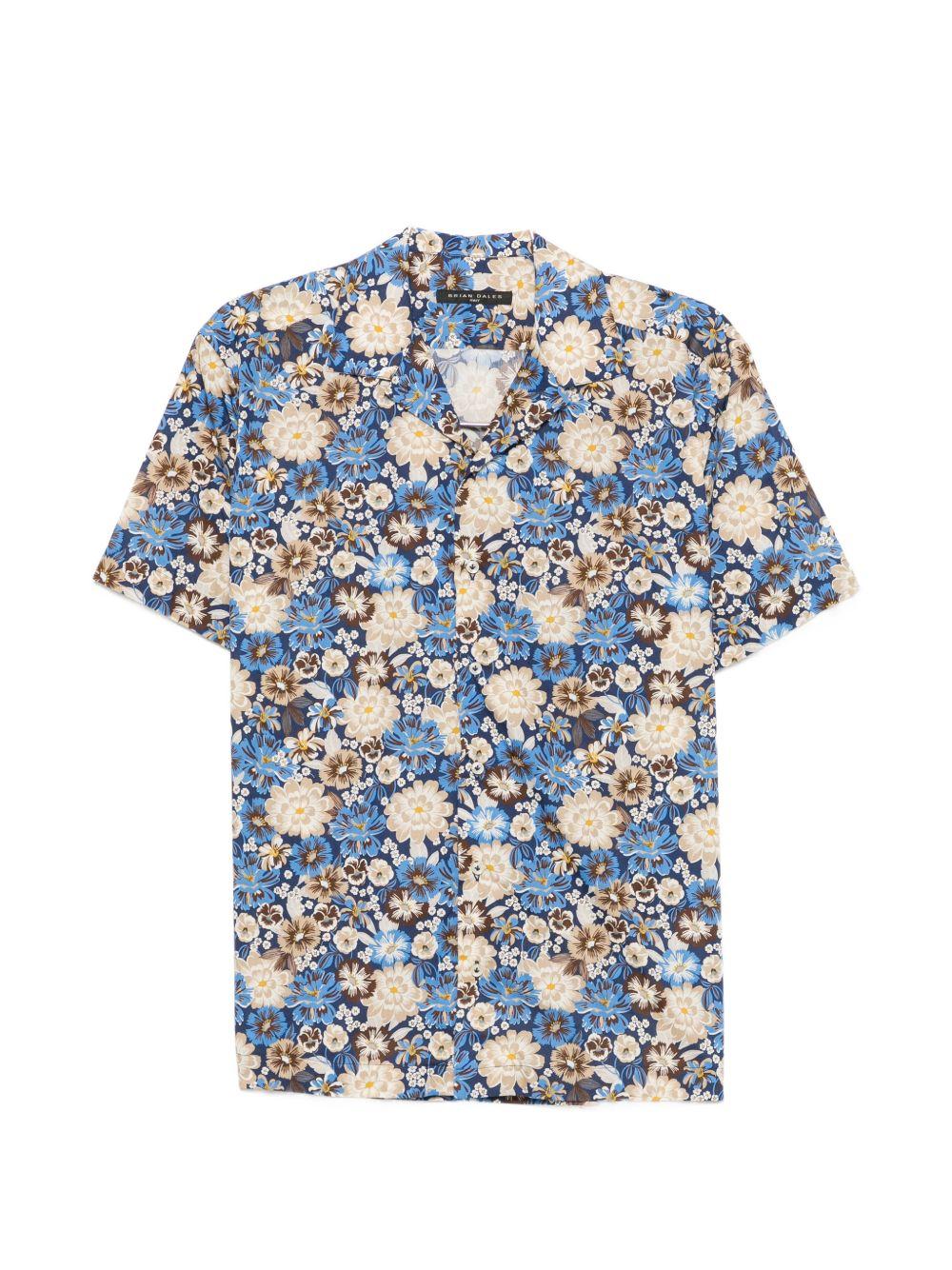 001 Camicia Fnd.blu Fantasia Fiori Beige BS403MM ST8079 001 BRIAN DALES 