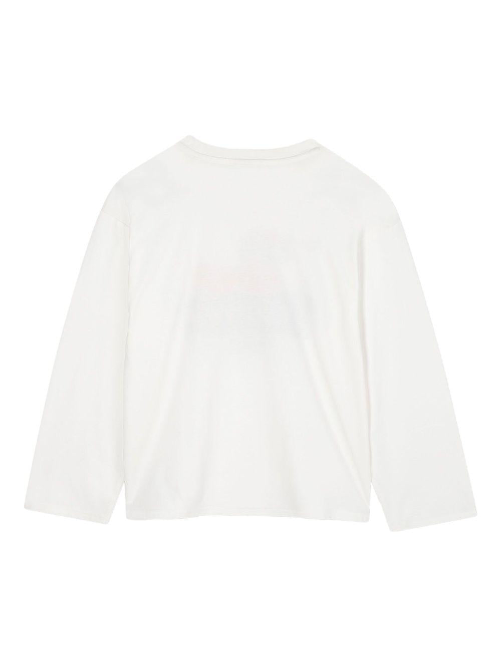 T-shirt bianco sporco a maniche lunghe con stampa Tiger K61448 117 KENZO KIDS 