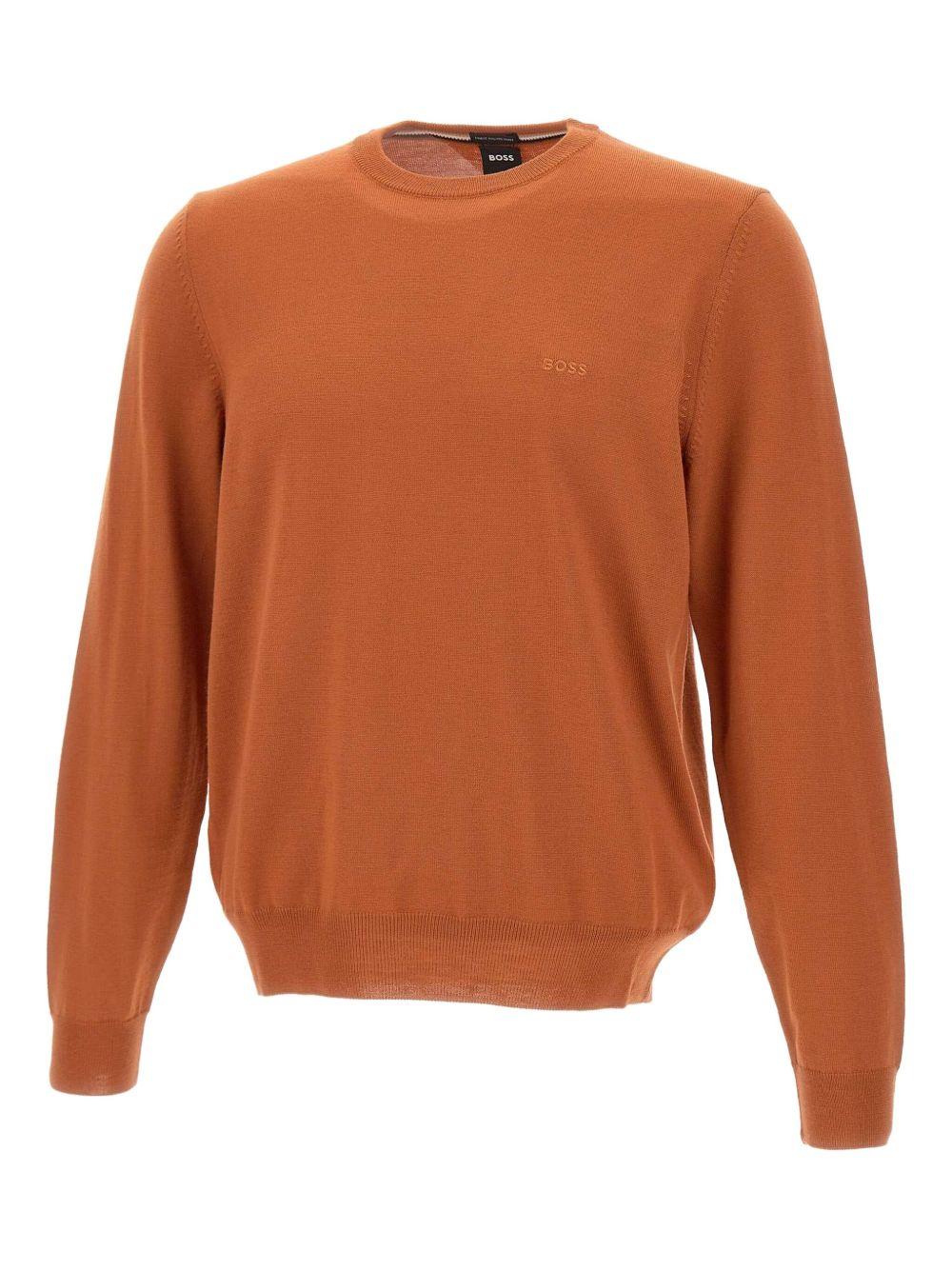 Maglione ruggine in lana con logo ricamato 50476364 809 BOSS 