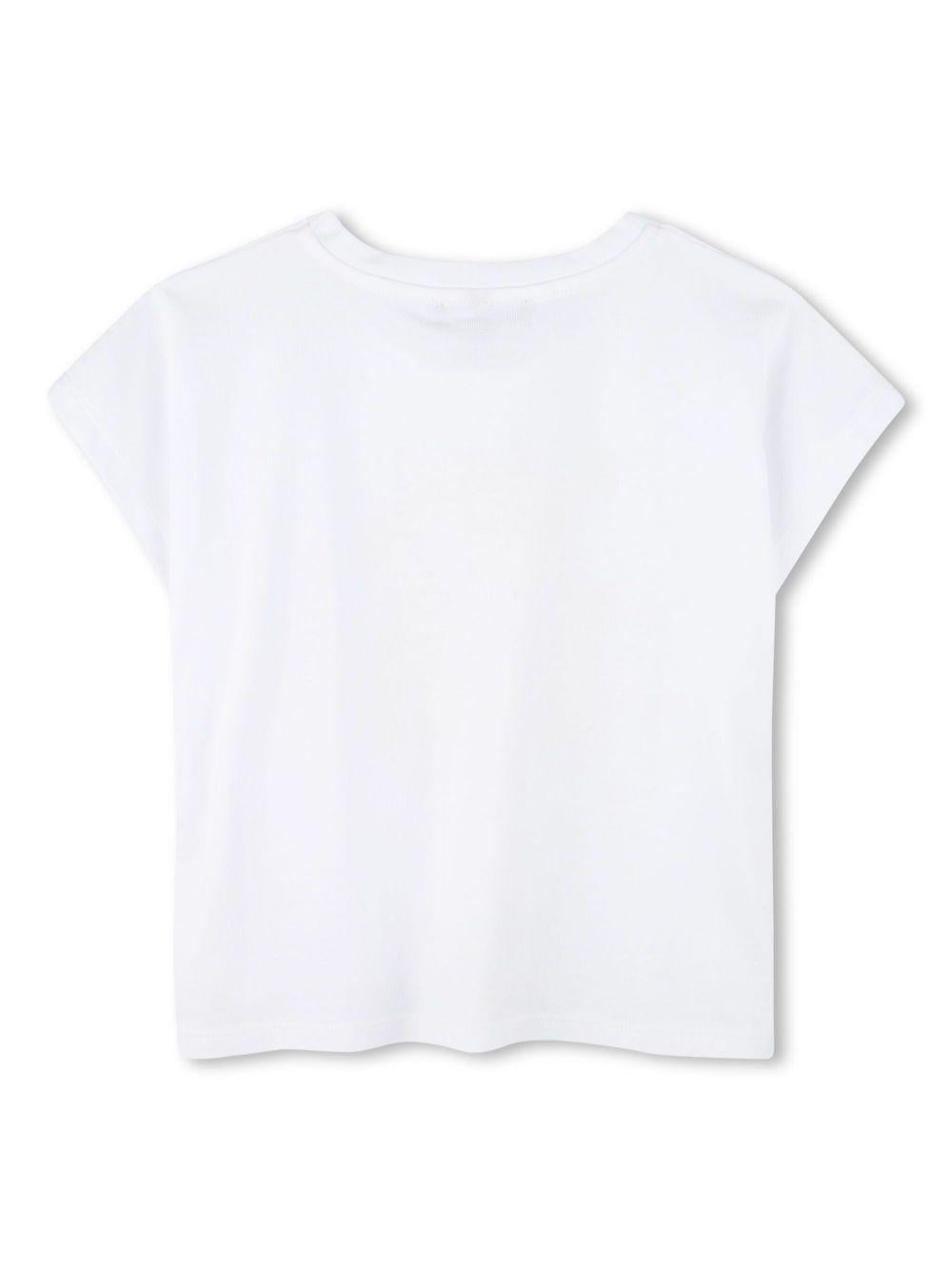 T-shirt bianca logo metallizzato oro e nodo