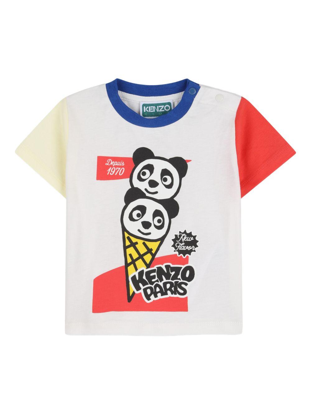 T-shirt in cotone organico con stampa panda K61717 117 KENZO KIDS 