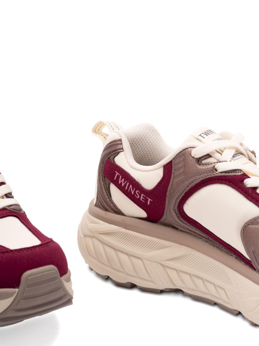 Sneakers Borgogna con Inserti Color Crema e Suola Chunky 252TCP01C 00020 TWINSET 