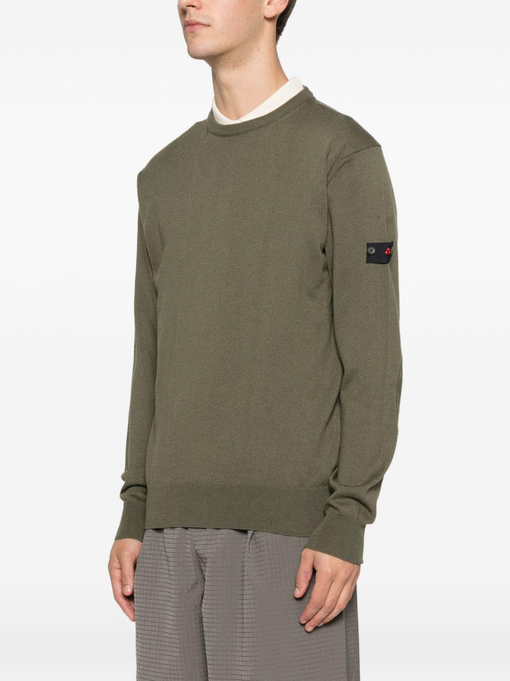 Maglione verde bosco a collo giro con toppa PEU561199011919 690 PEUTEREY 