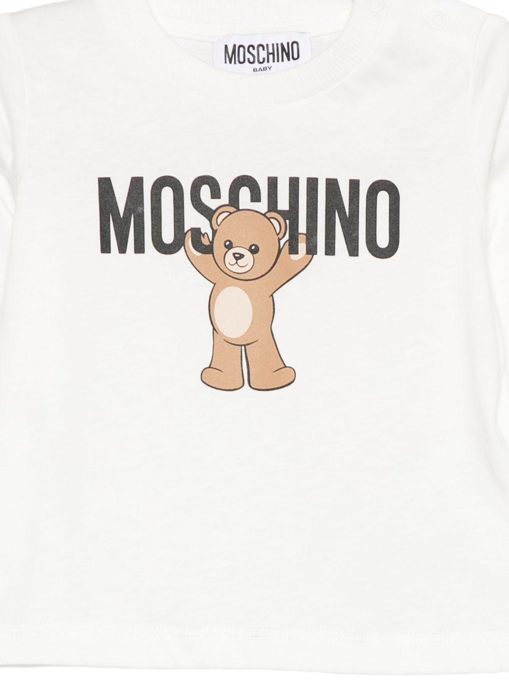 Top a Maniche Lunghe con Stampa Teddy Bear MZO00RLAA10 10063 MOSCHINO KIDS 