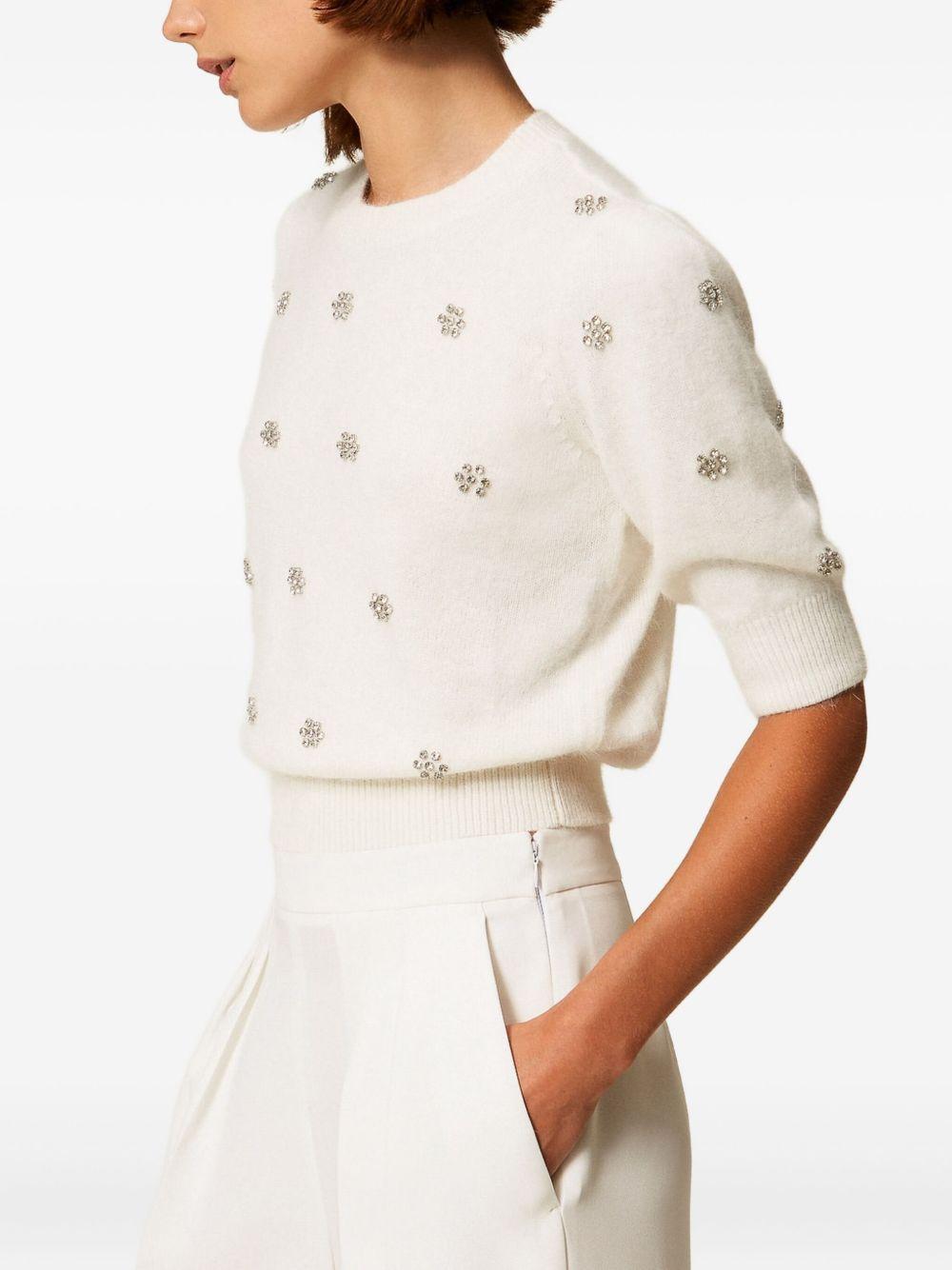 Maglione con Cristalli e Maniche a Palloncino 252TT3181 00282 TWINSET 