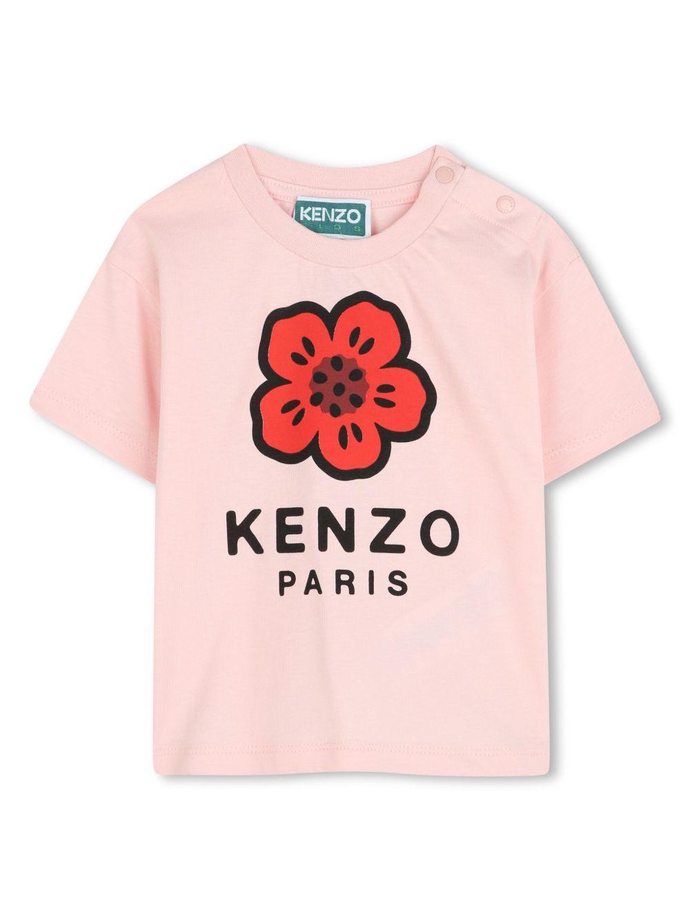 T-shirt rosa neonata boke flower