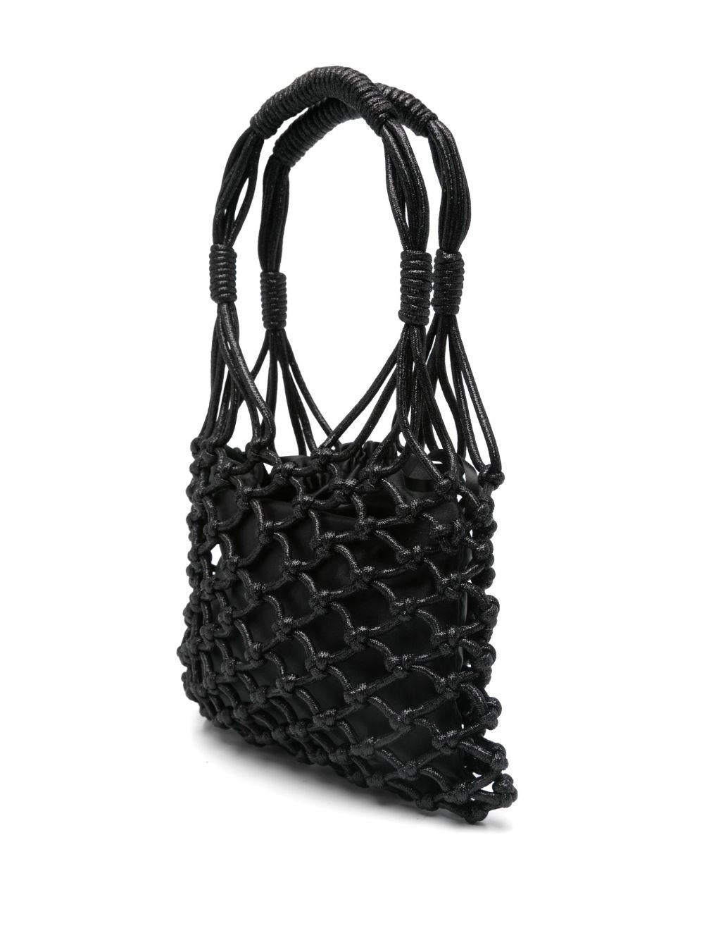 Borsa a sacco  in rete lurex nera