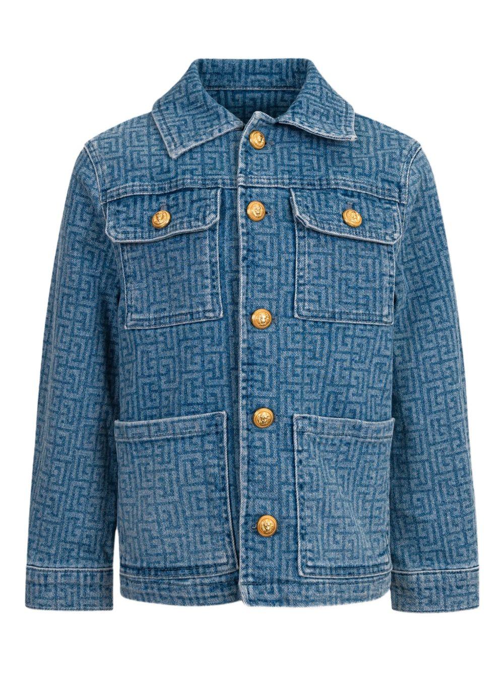 Giacca denim logo monogram all-over
