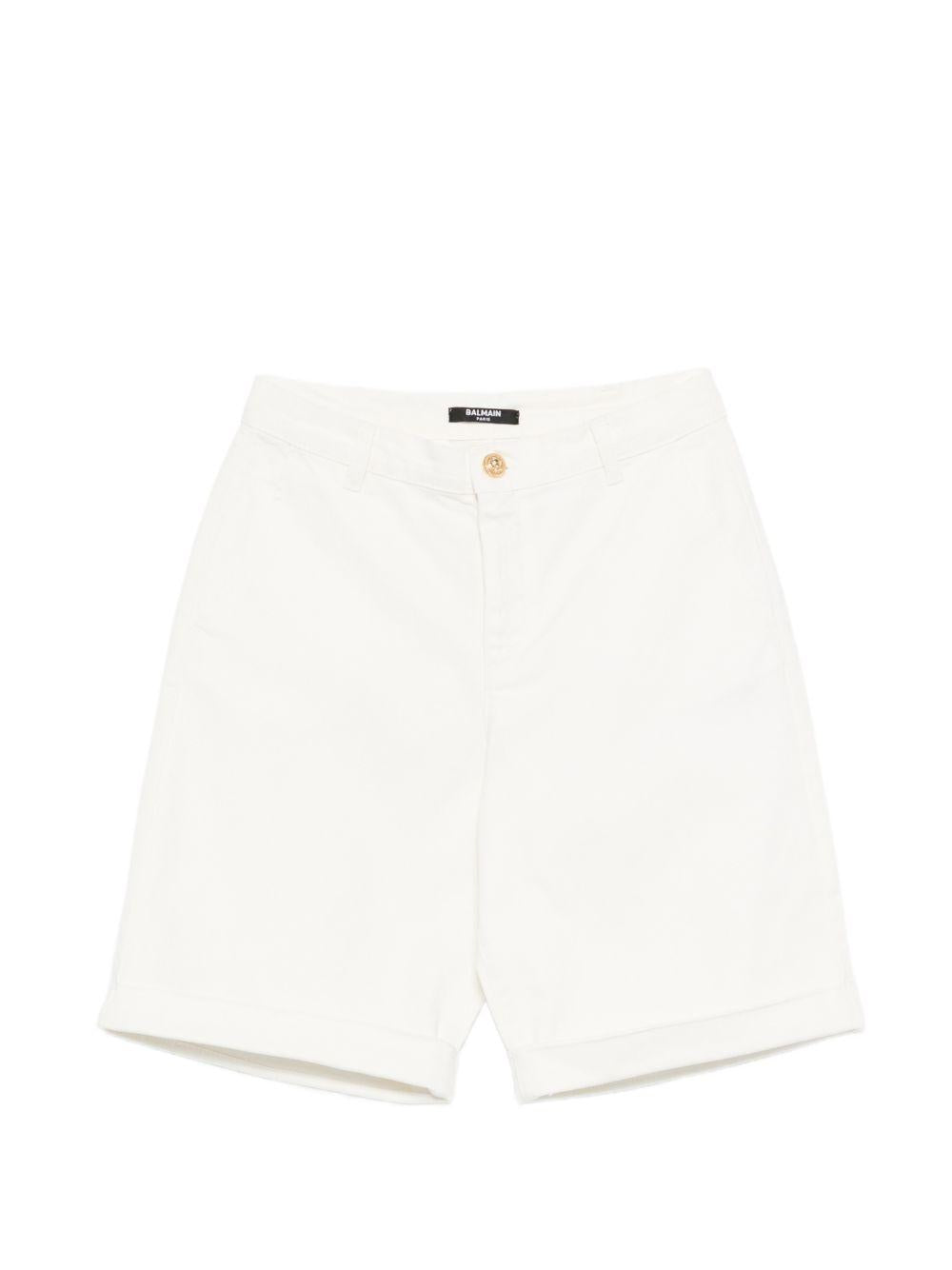 Bermuda in cotone con bottone dorato BY6Q49Z3702 100 BALMAIN KIDS 