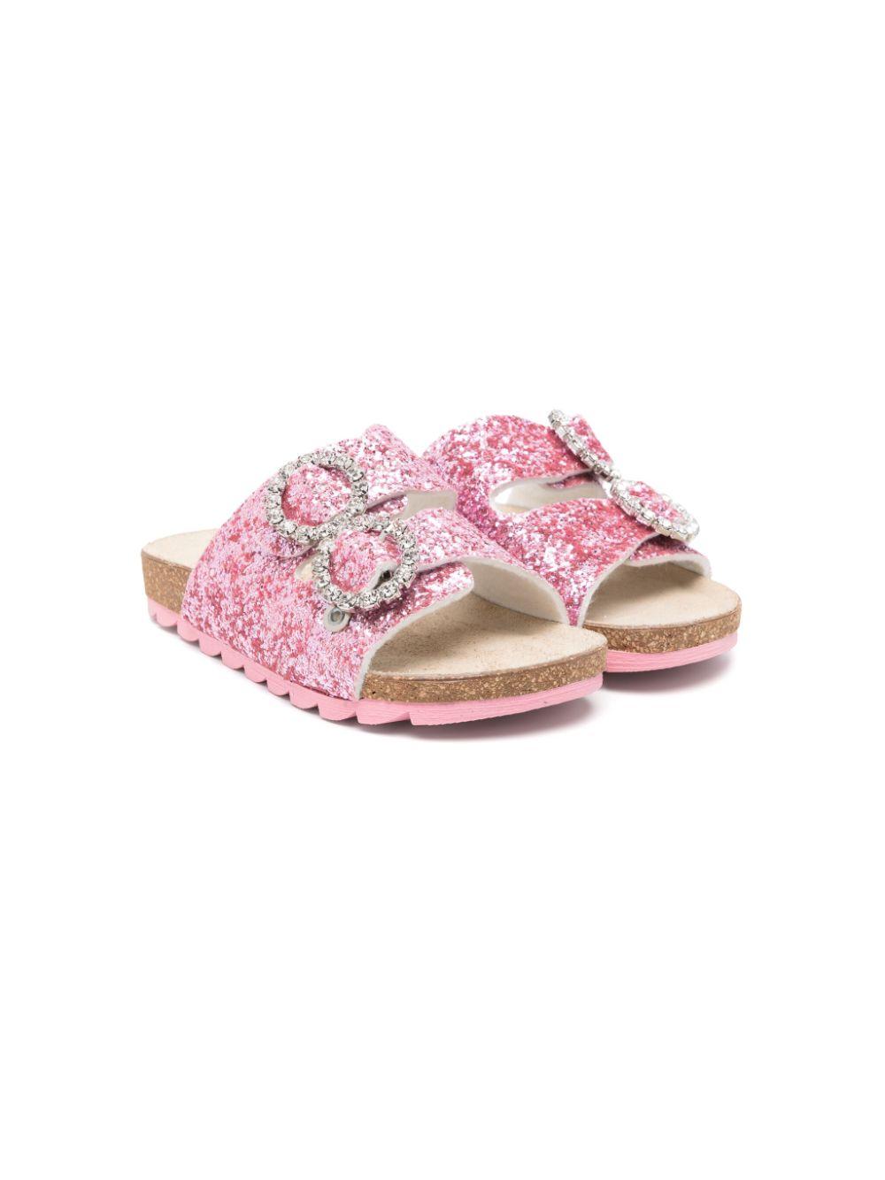 Ciabatta doppia fascia glitter rosa