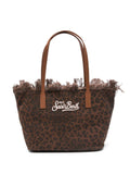 Borsa tote in denim con bordi sfrangiati