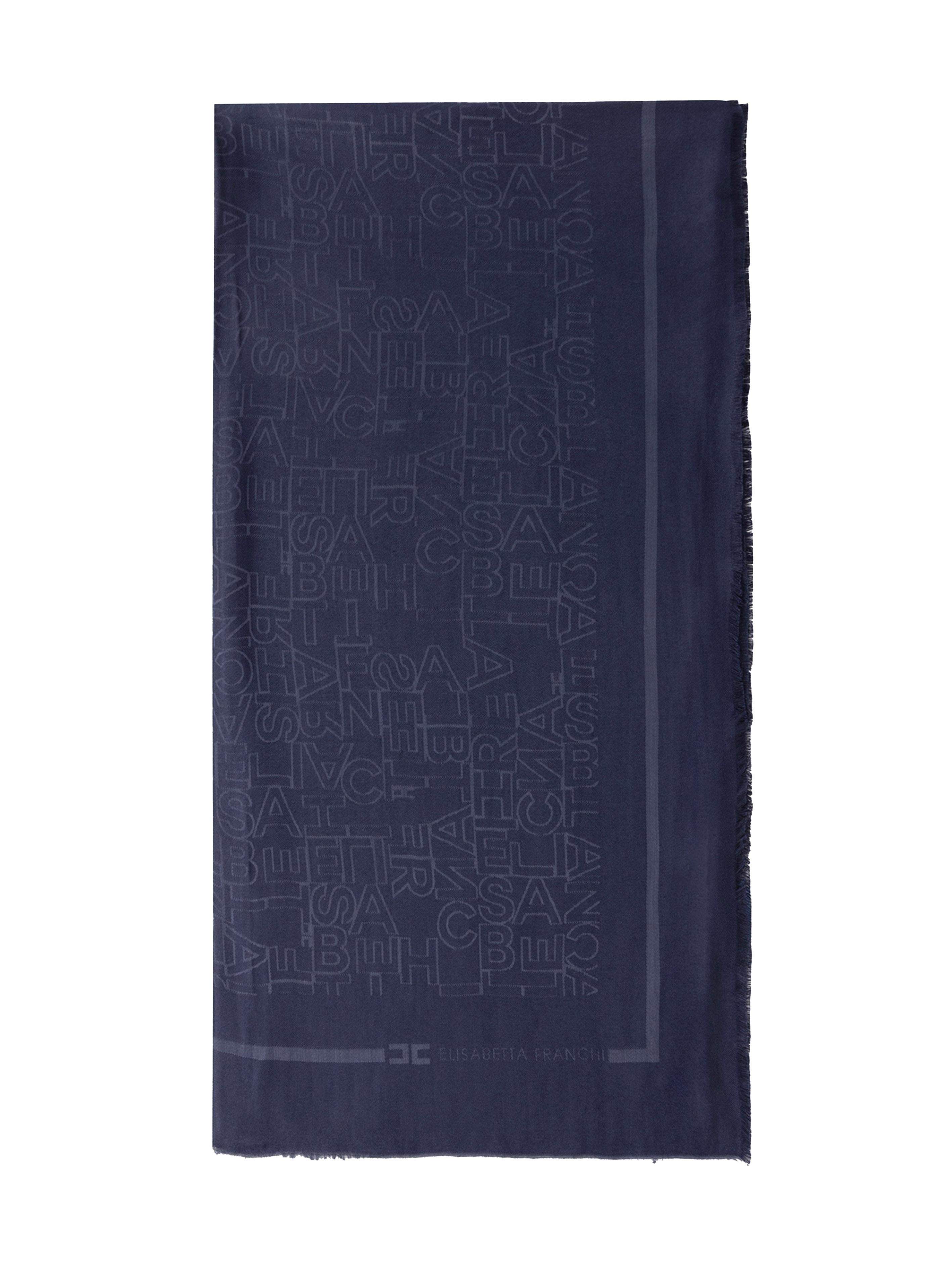 Pashmina quadrata blu logo all-over
