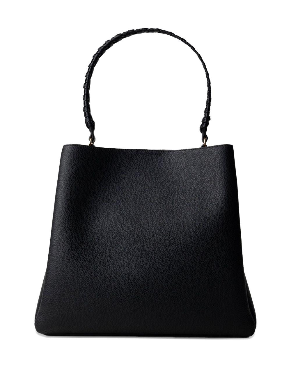 Borsa secchiello nera manico intrecciato