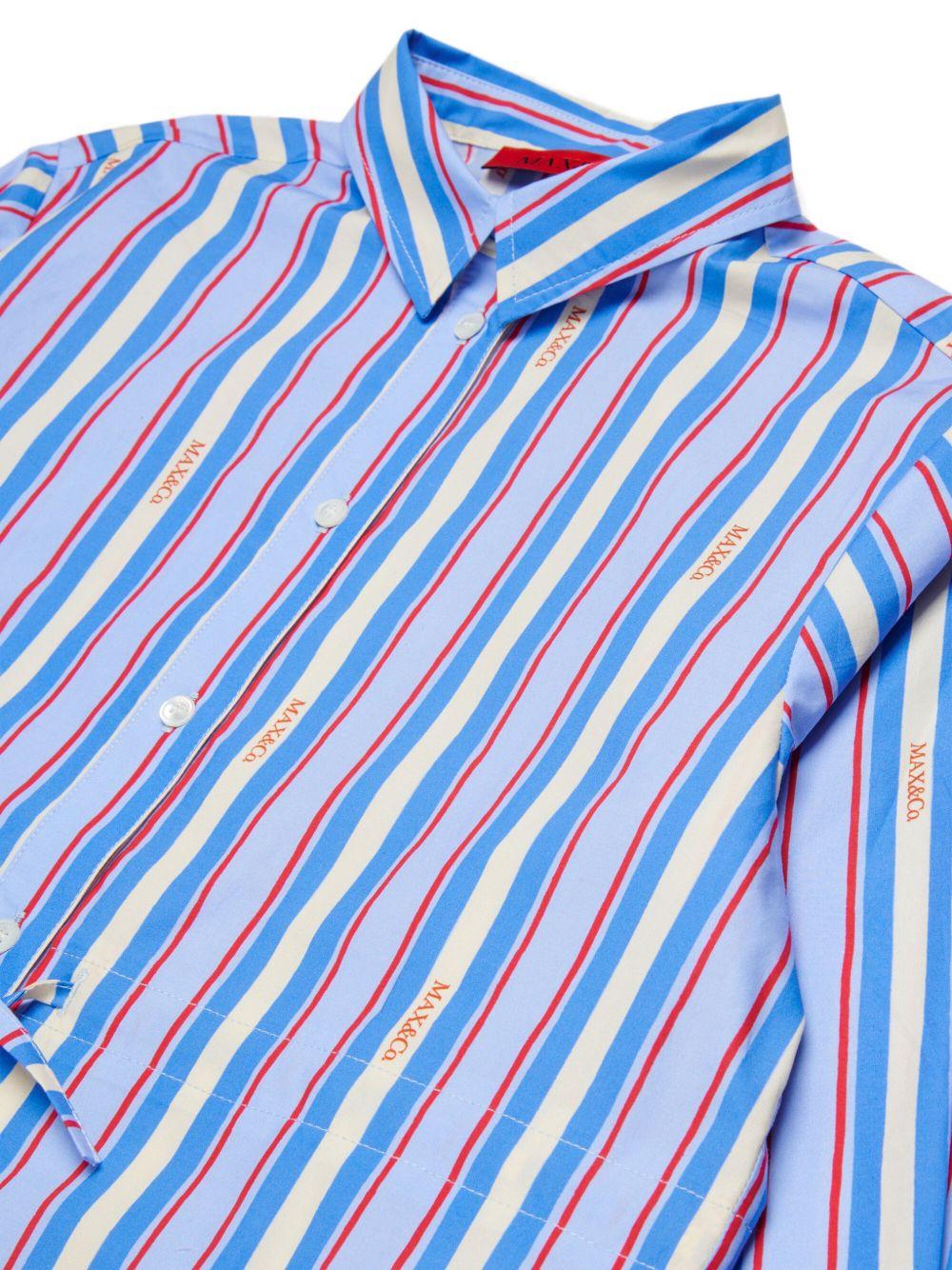 Camicia a righe in cotone con colletto MX0291MX01E MX804 MAX&CO. KIDS 