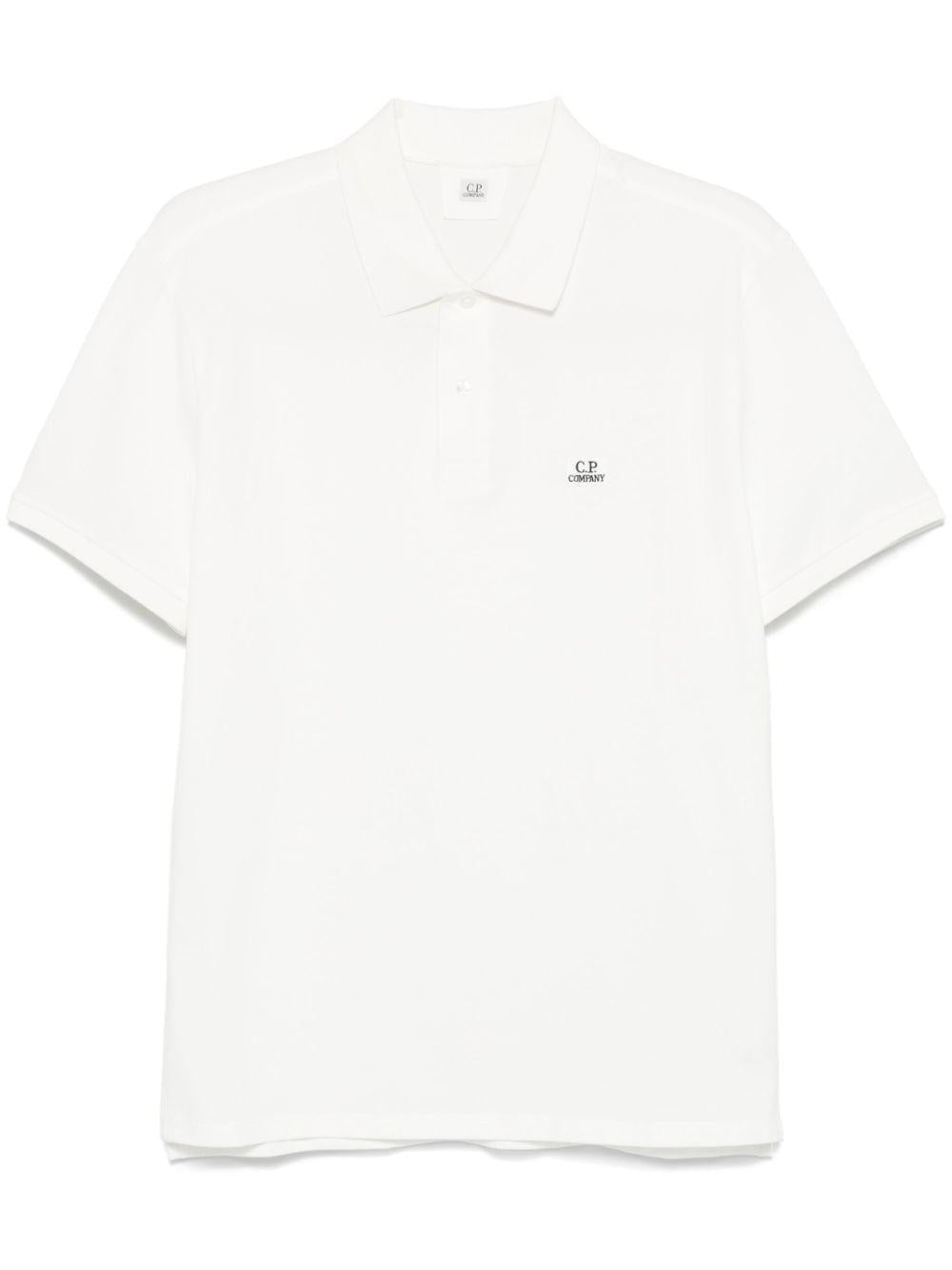 Polo bianco strech piquet mini logo petto 18CMPL065A005263W 103 CP COMPANY 