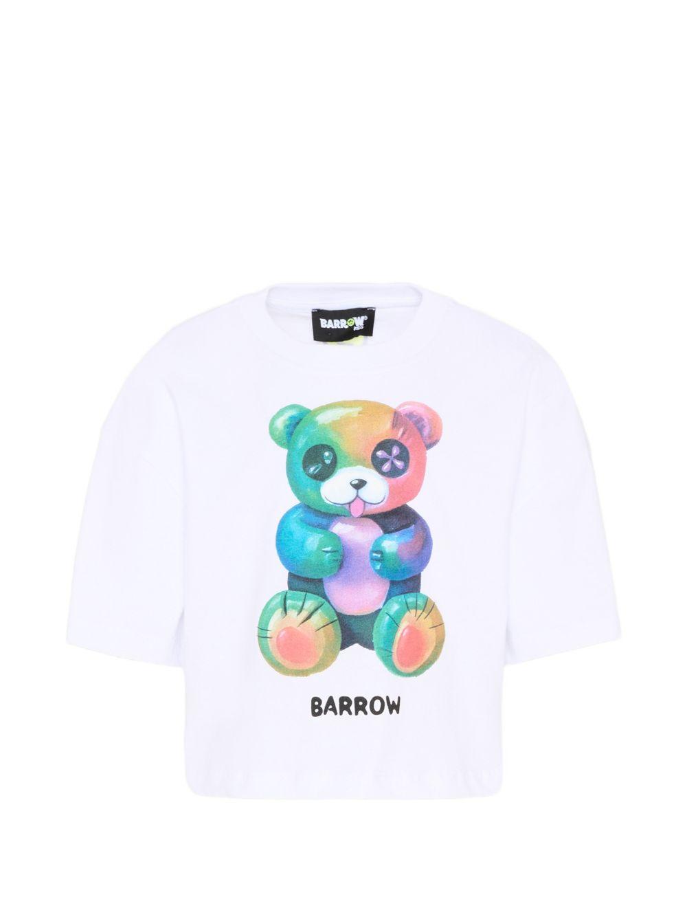 T-shirt in cotone con stampa orso S6BKJGTH137 002 BARROW KIDS 