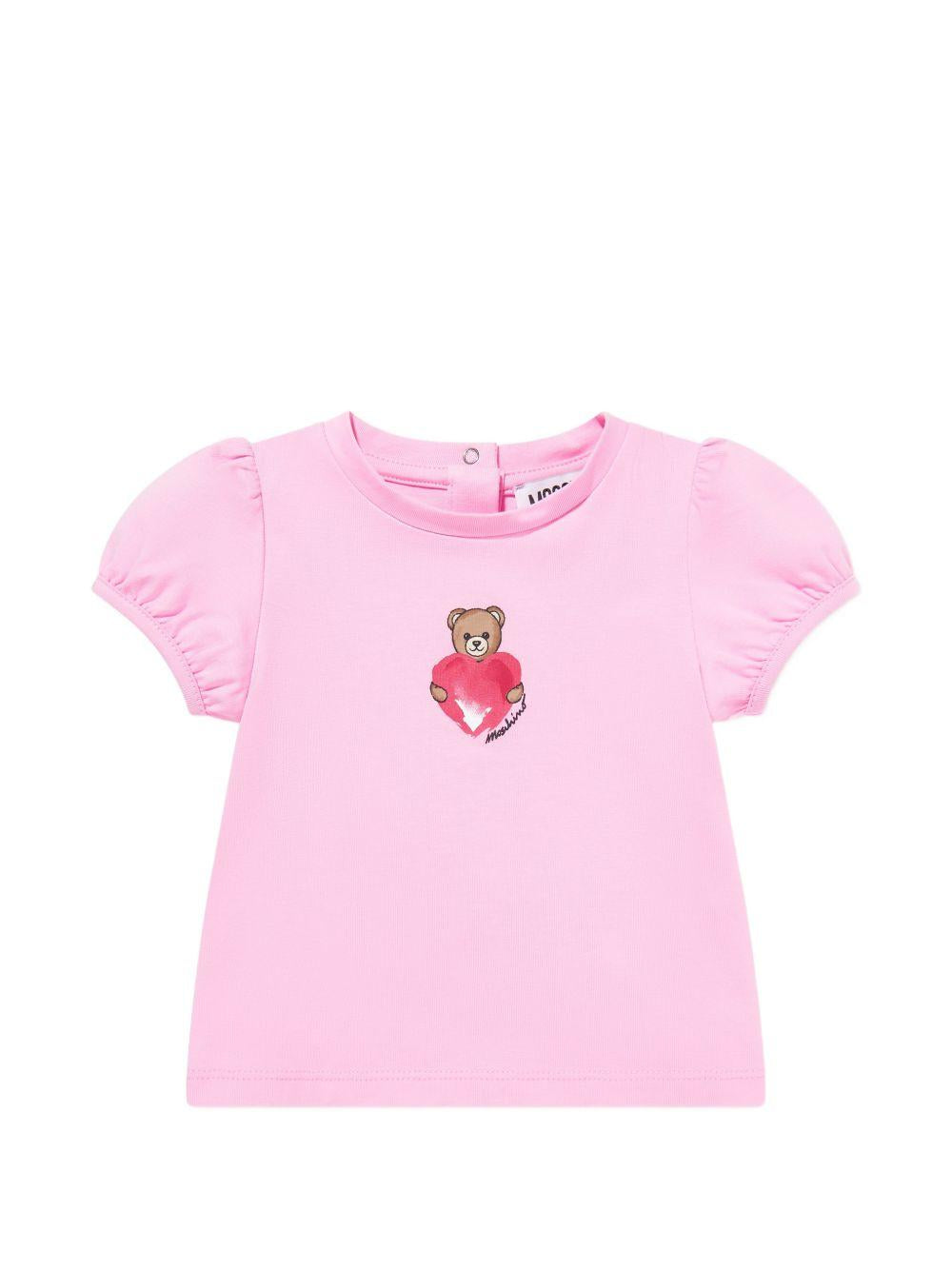 T-shirt con orsetto a maniche corte MLM02BLBA00 51473 MOSCHINO KIDS 