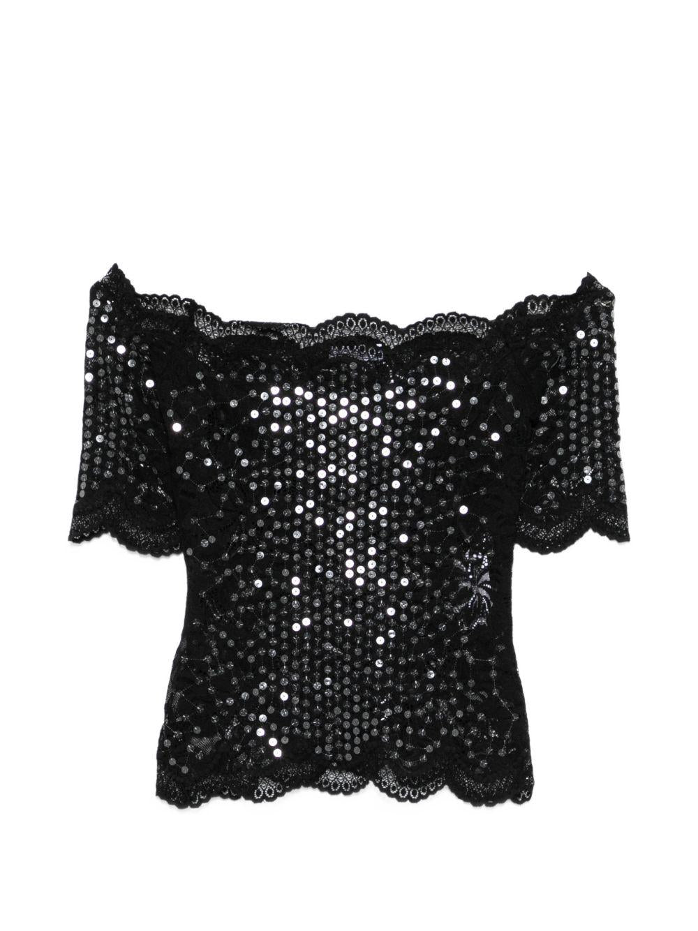 Top con paillettes scollo bardot 26PJTO027PA0170 P001 RABANNE 