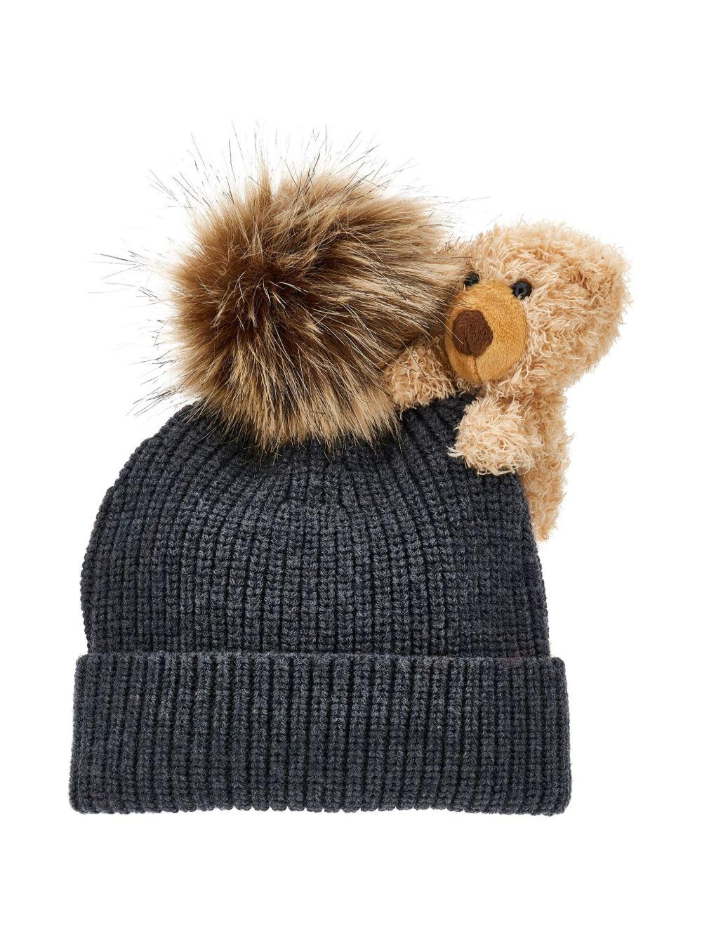 Berretto Grigio Scuro con Teddy Bear 19F0056063 0031 MONNALISA KIDS 