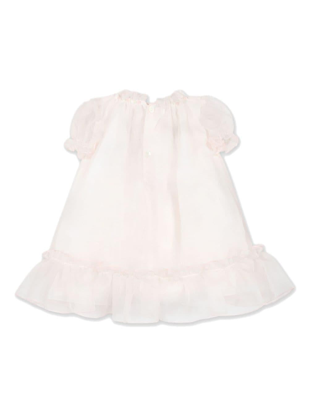 Abito rosa in tulle neonata seta