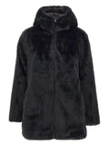 Faux fur coat with hood