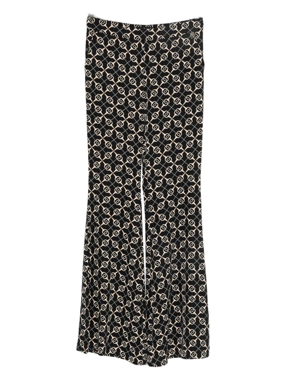 Pantaloni con Motivo a Fantasia e Gamba Svasata S00512 NERO BABYLON COLLECTION 