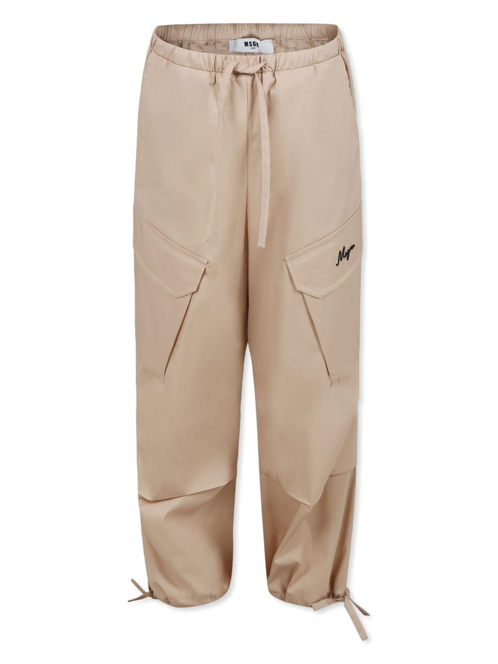 Pantalone cargo beige mino logo laterale