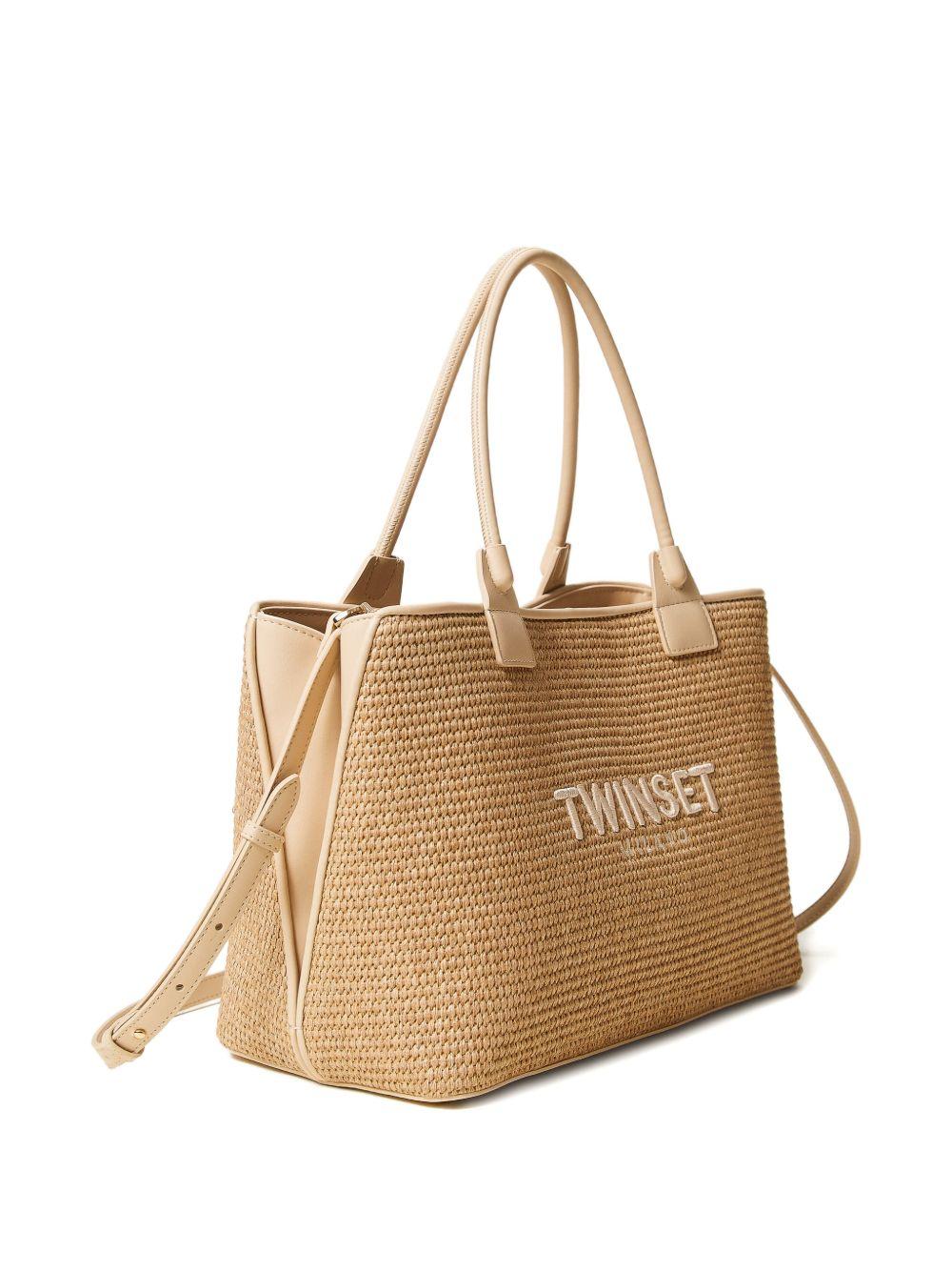 Borsa a mano in rafia con logo 261TB7070 07222 TWINSET 