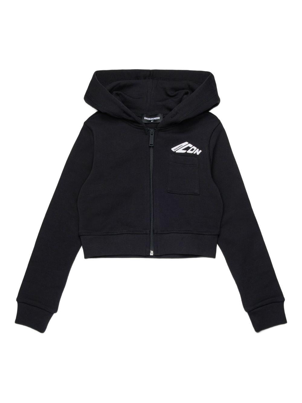 Felpa con Cappuccio e Zip con Logo DQ3136D00ZF DQ900 DSQUARED KIDS 