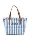Borsa tote in denim con bordi sfrangiati