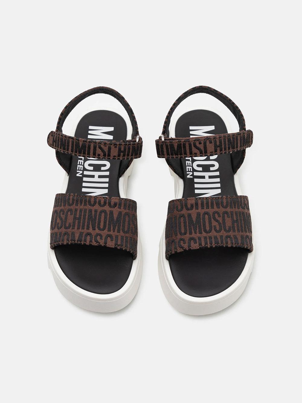 Sandalo marrone logo all-over 80530 01 MOSCHINO KIDS 