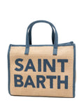 Borsa tote in paglia con ricamo logo