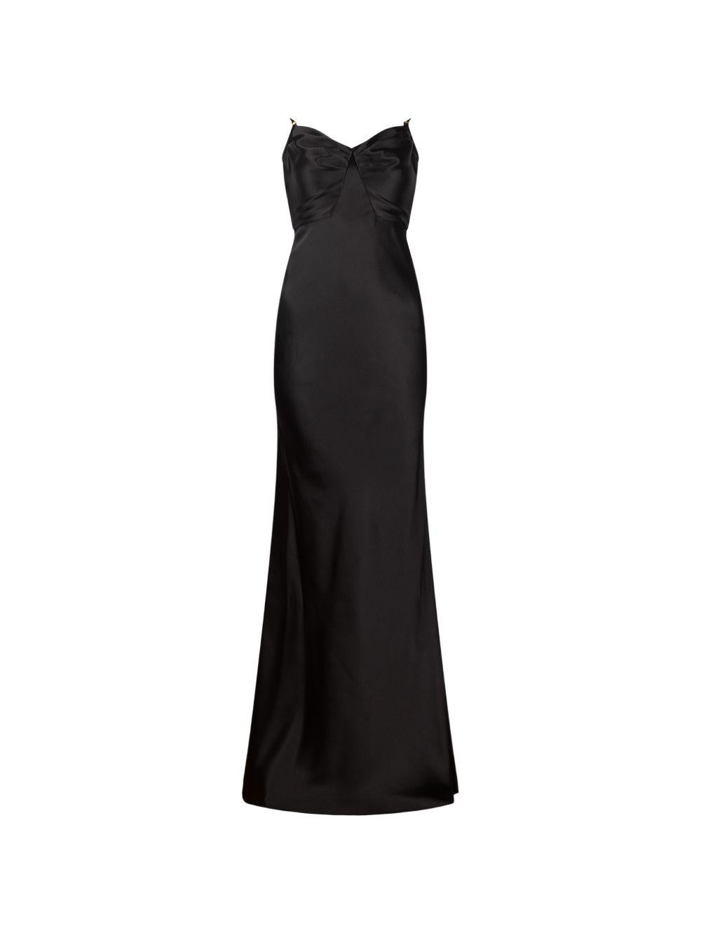 Abito lungo in raso con spalline sottili ABR3362E2 110 ELISABETTA FRANCHI 
