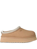 Stringate sabbia in pelle scamosciata con plateau