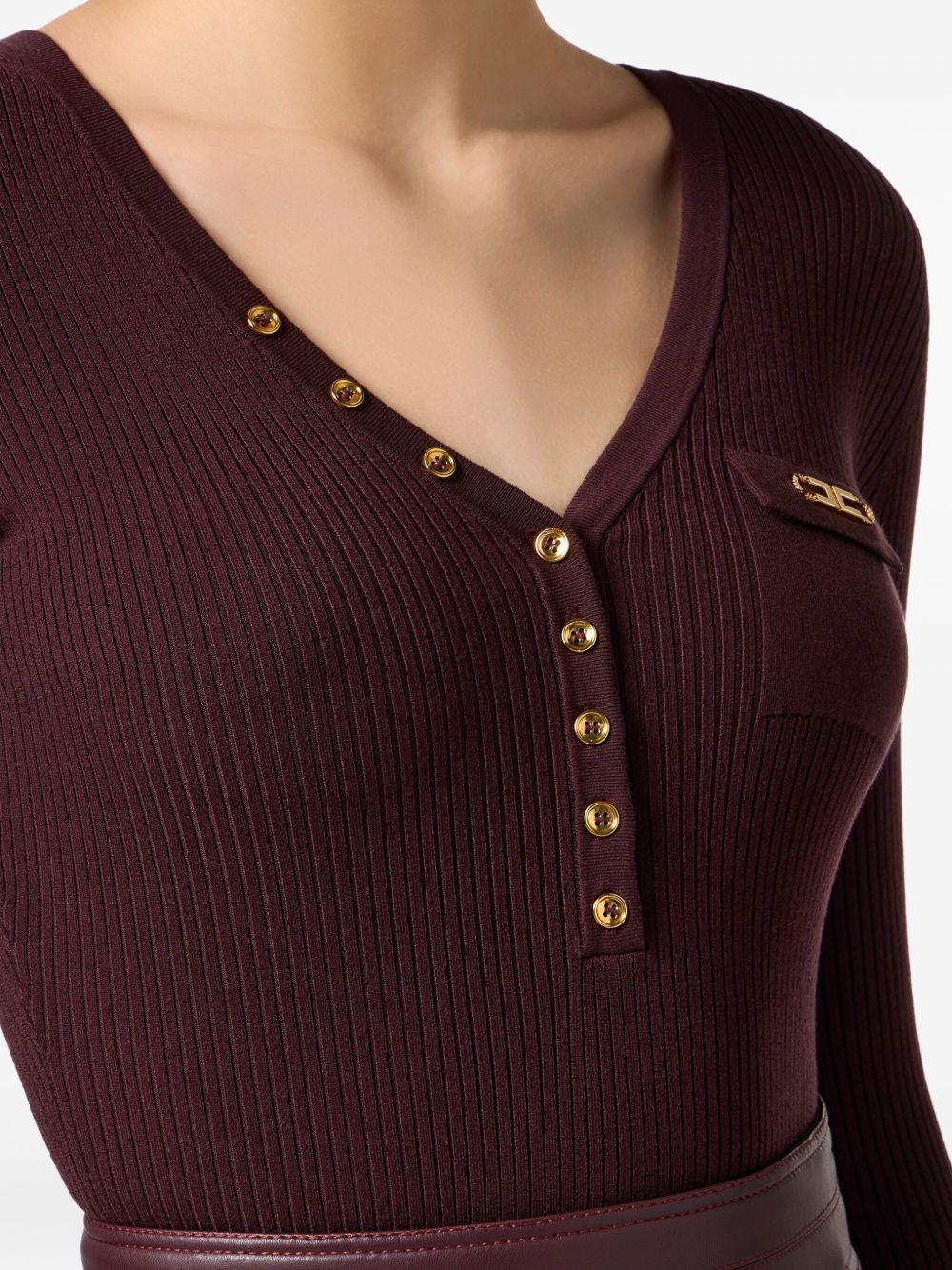 Top a Coste con Scollo a V MK12B56E2 EA4 ELISABETTA FRANCHI 