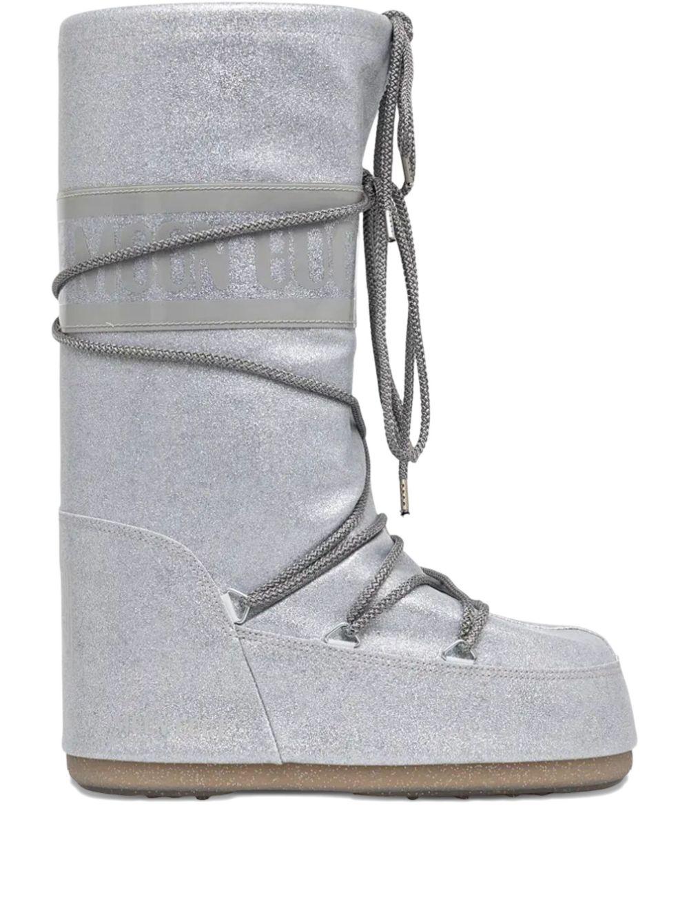 Stivali argento glitter allacciati 80D1402850 H001 MOON BOOT 