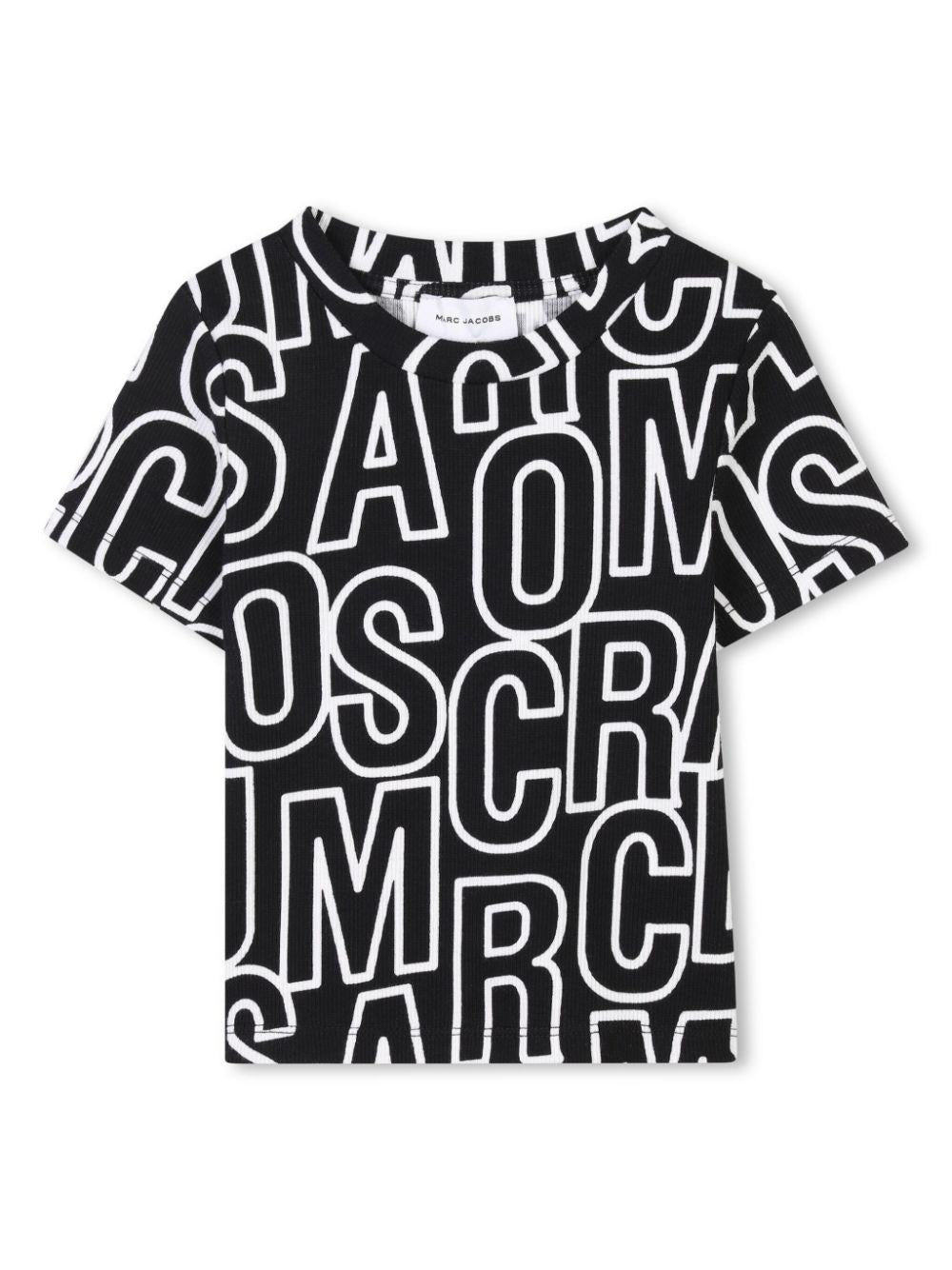 T-shirt nera logo all-over
