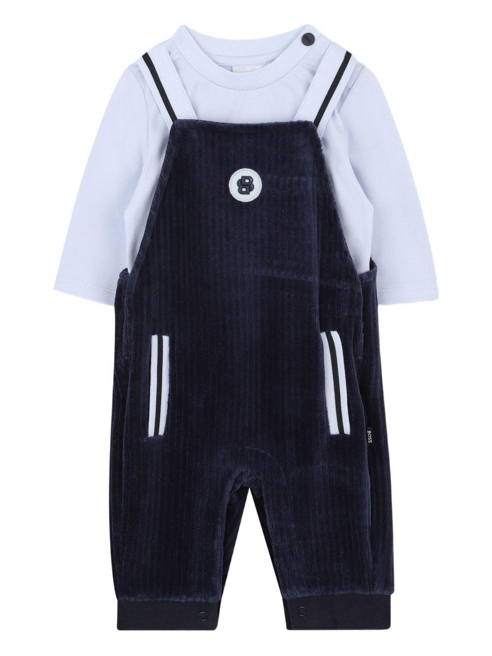 Salopette a Coste con Dettagli a Contrasto J52540 849 BOSS KIDS 