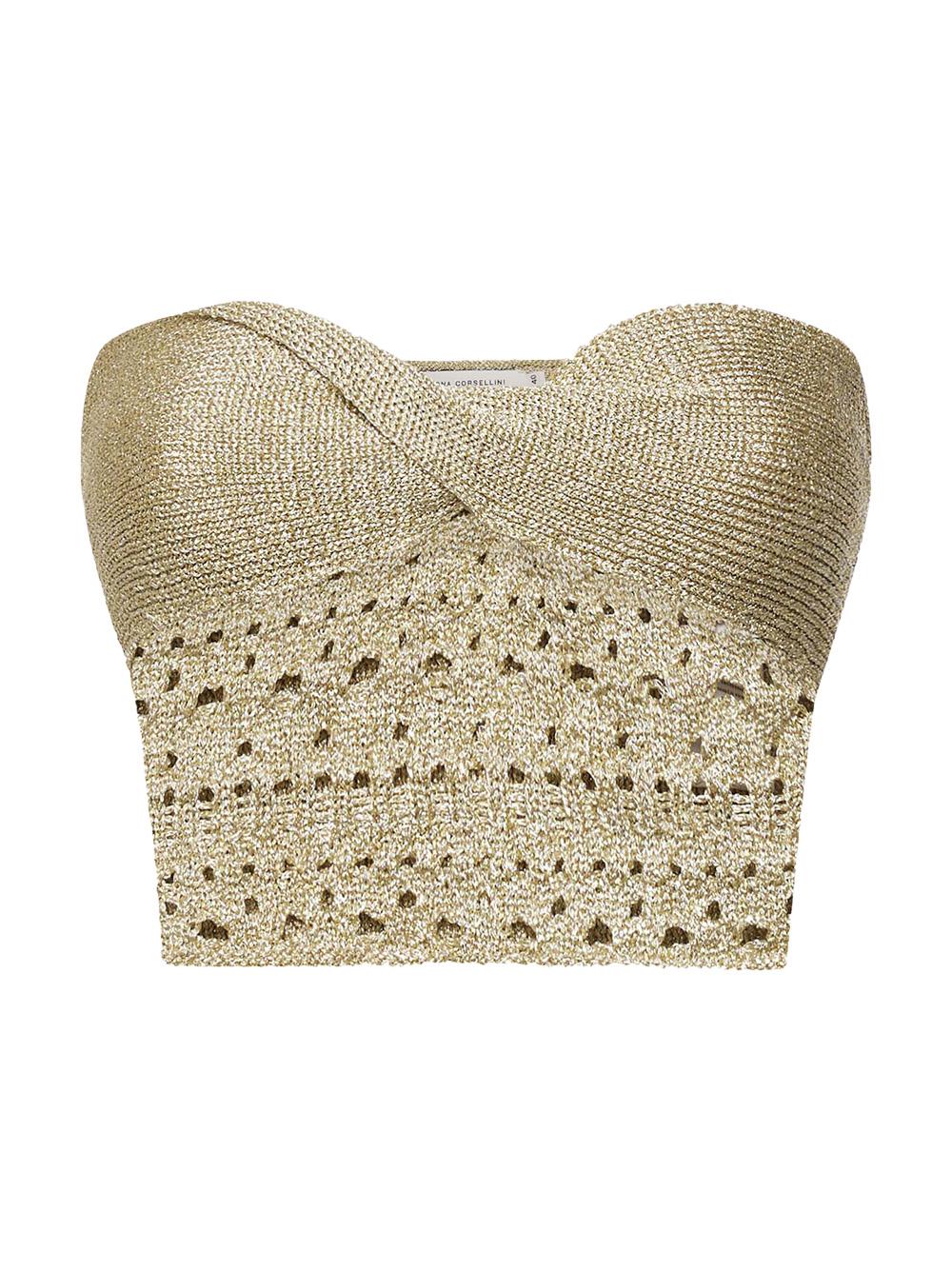 Top bustier in lurex traforato oro P25CPTOO0201 V0730 SIMONA CORSELLINI 