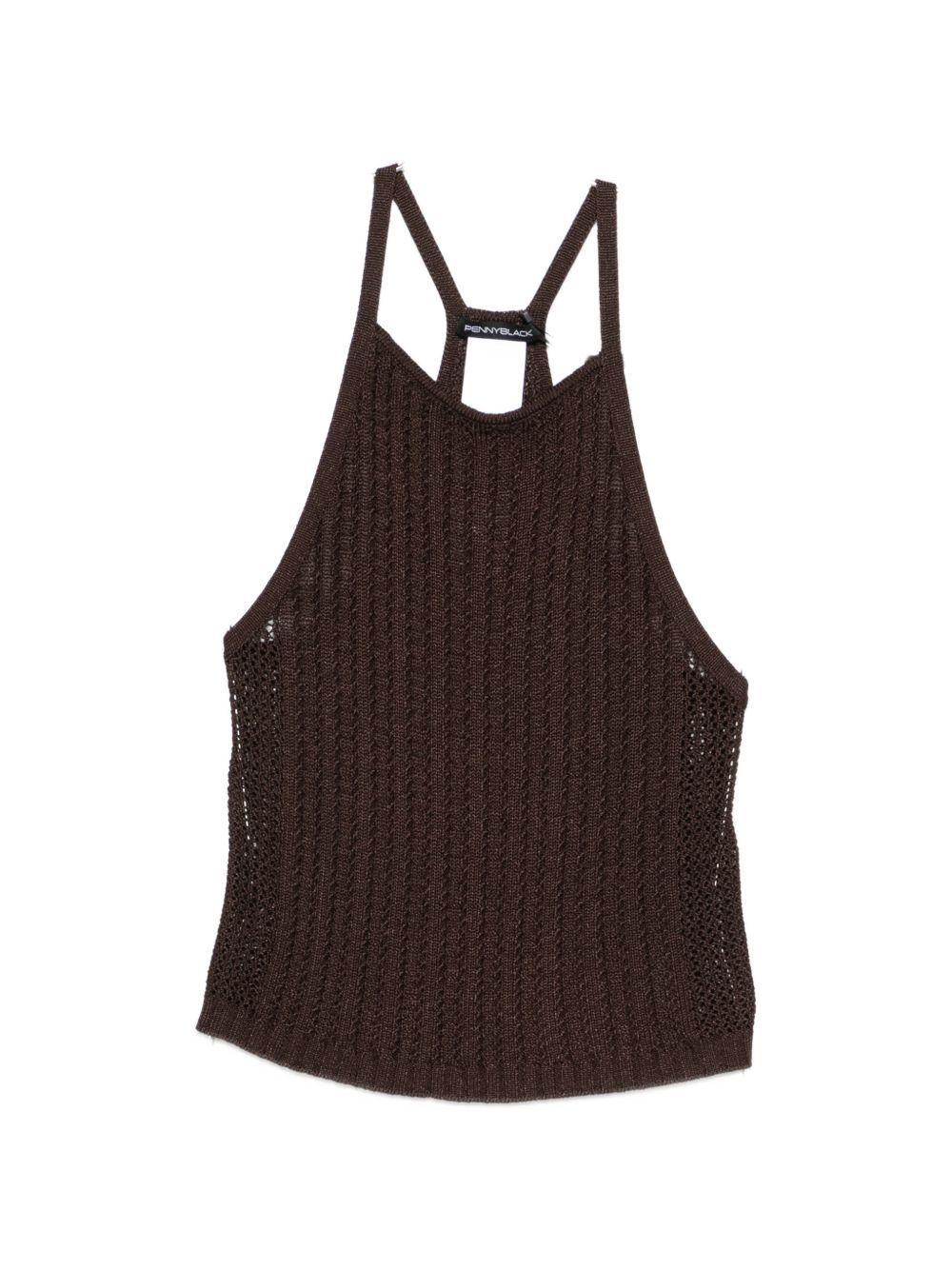 Top smanicato in viscosa con scollo halter 2611361263200 002 PENNY BLACK 