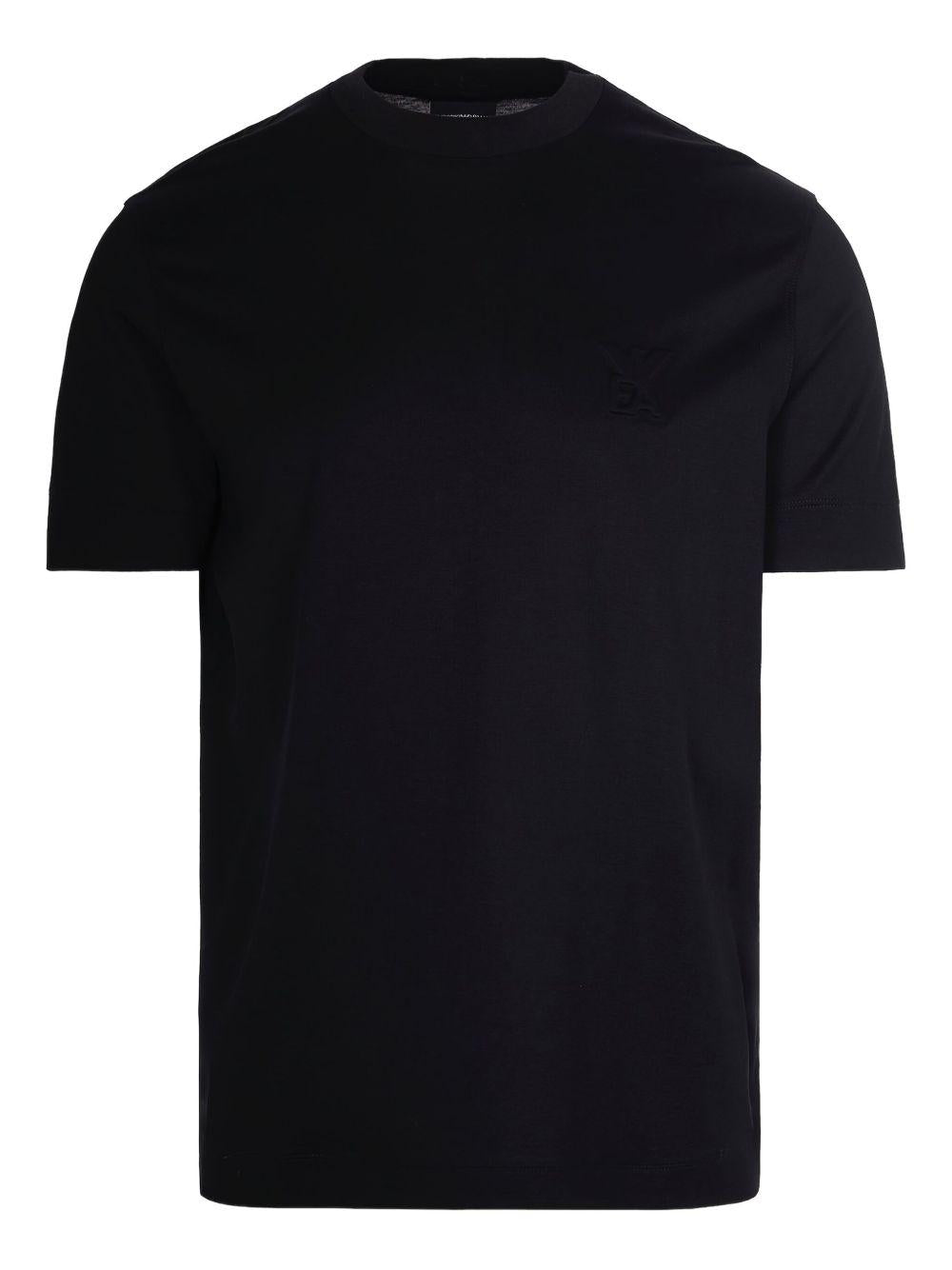 T-shirt nera con logo in rilievo e girocollo EM002963AF10761 UC001 EMPORIO ARMANI 