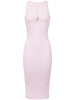 Abito a costine con cut out quarzo