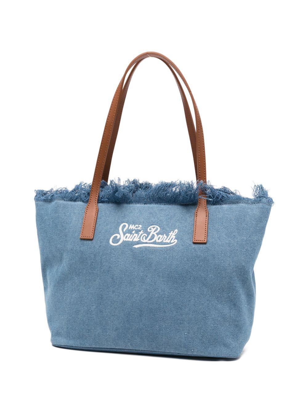 Borsa tote in denim con bordi sfrangiati CBMF001 00436L MC2 SAINT BARTH 