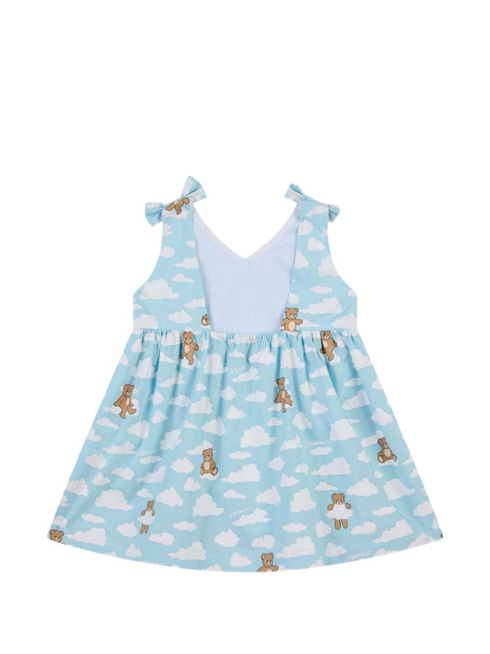 Abito in cotone con spalline a fiocco MDV0DNLLB61 83679 MOSCHINO KIDS 