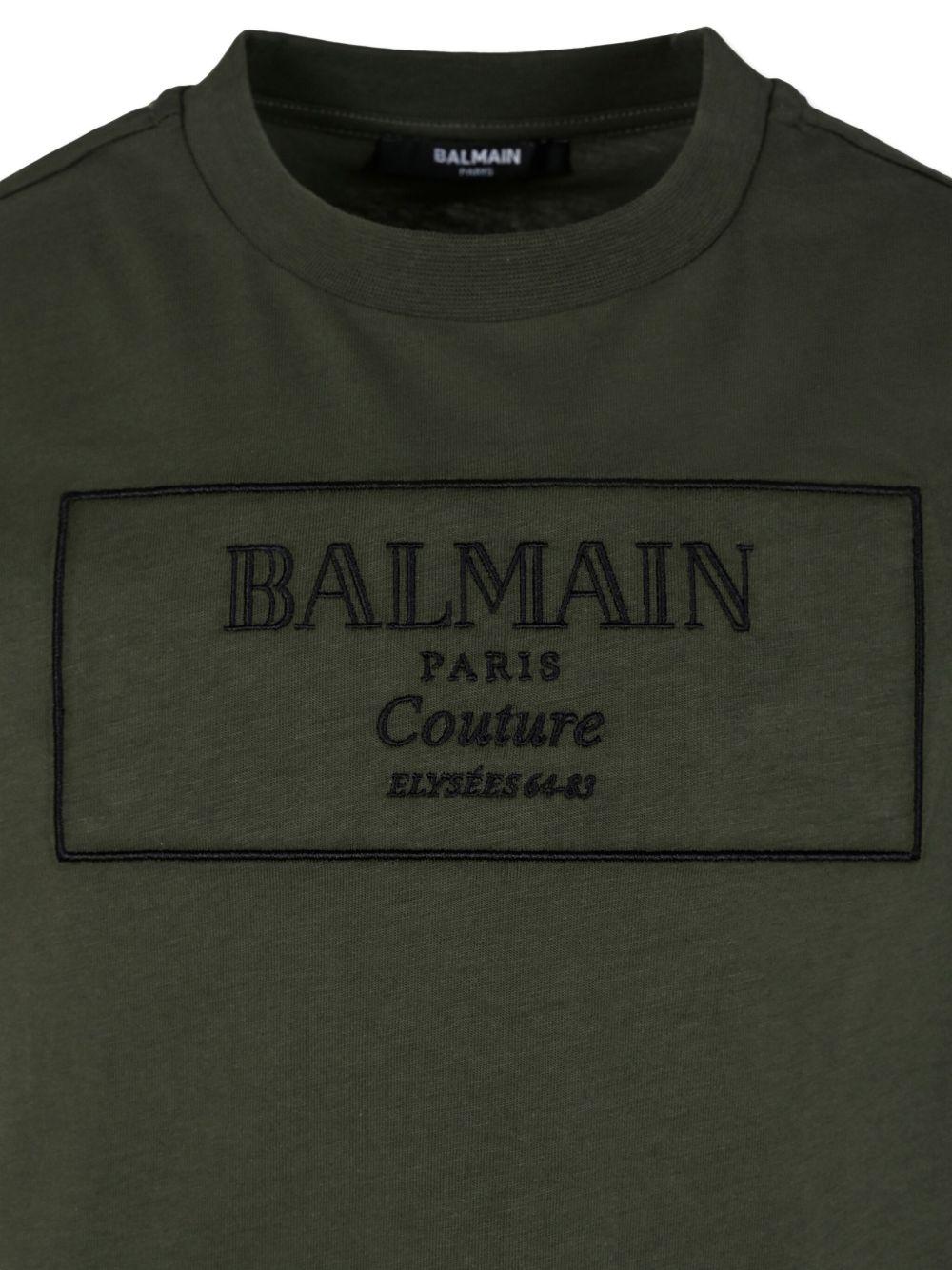 T-shirt Verde con Logo Ricamato BX8P51Z3186 762NE BALMAIN KIDS 